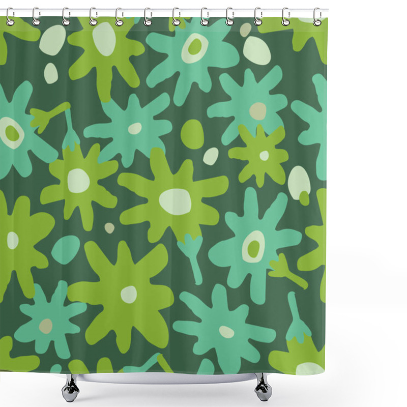 Personality  Seamless Mixed Green Hand Drawn Flowers Pattern Background , Greeting Card Or Fabric Shower Curtains