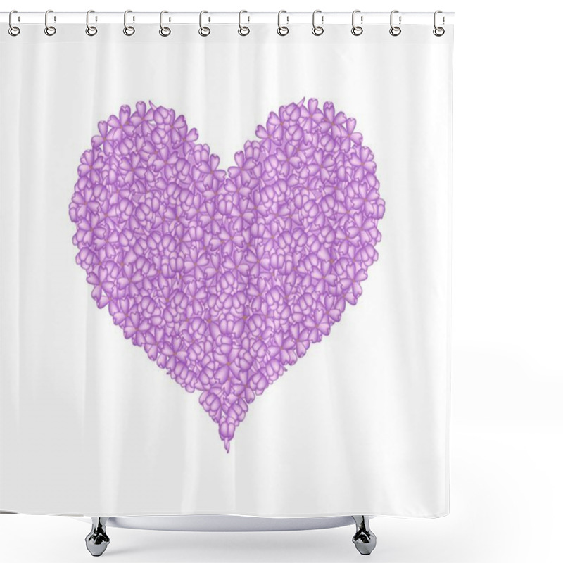 Personality  Purple Lilac Or Syringa Vulgaris In A Heart Shape Shower Curtains