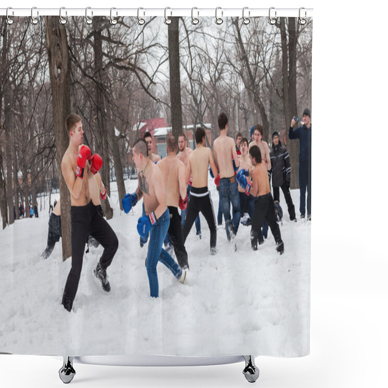 Personality  Fighters Of Fisticuffs At The Festival Of Maslenitsa In Russia Shower Curtains