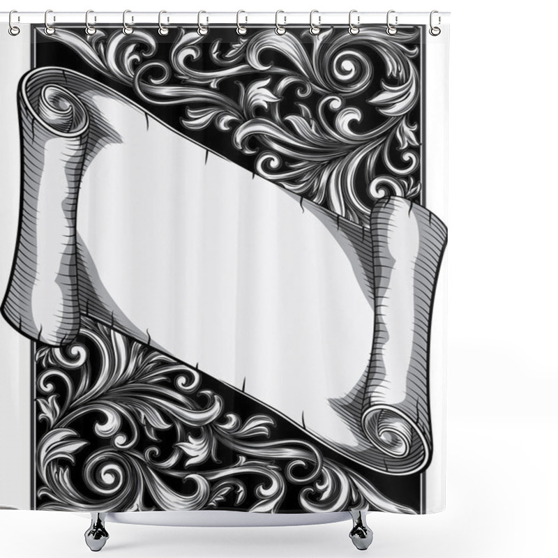 Personality  Paper Scroll With Decorative Ornament Shower Curtains