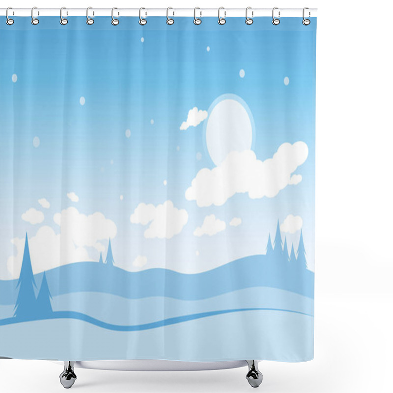 Personality  Winter Landscape With Trees In The Snow. Vector Illustration Shower Curtains