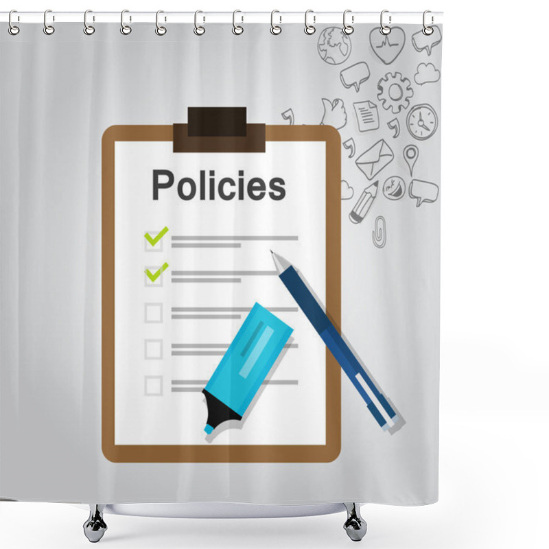 Personality  Policies Regulation Concept List Document Company Clipboard Shower Curtains