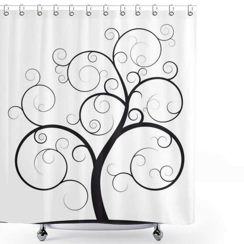 Personality  Black Spiral Tree Shower Curtains