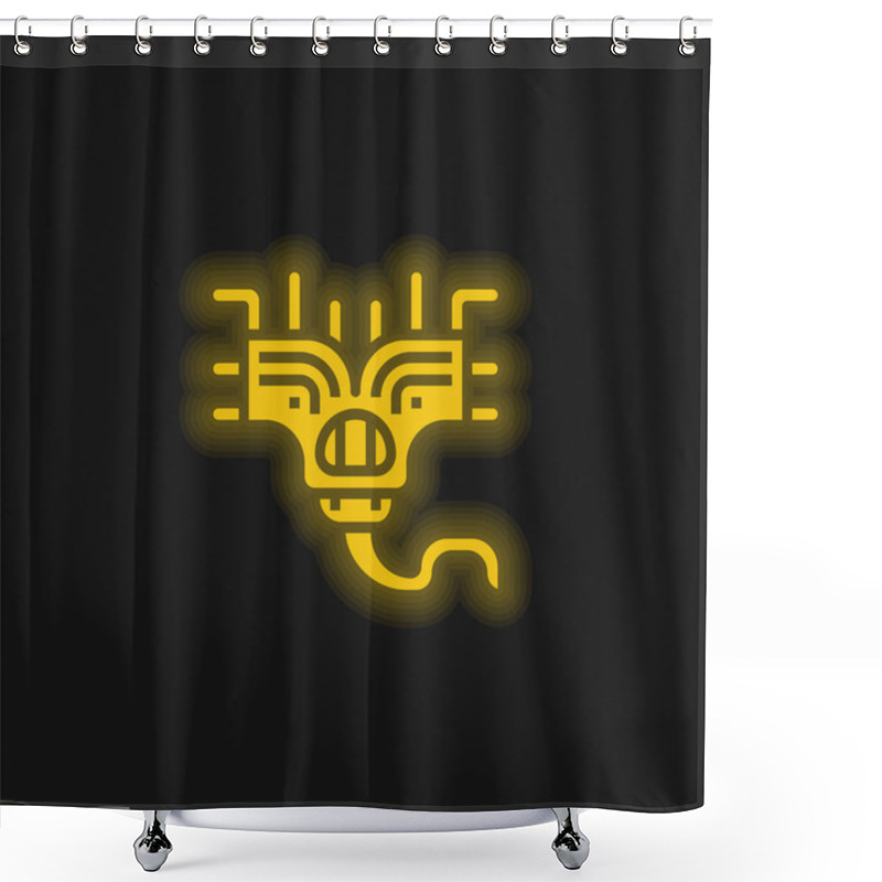 Personality  Alien Yellow Glowing Neon Icon Shower Curtains