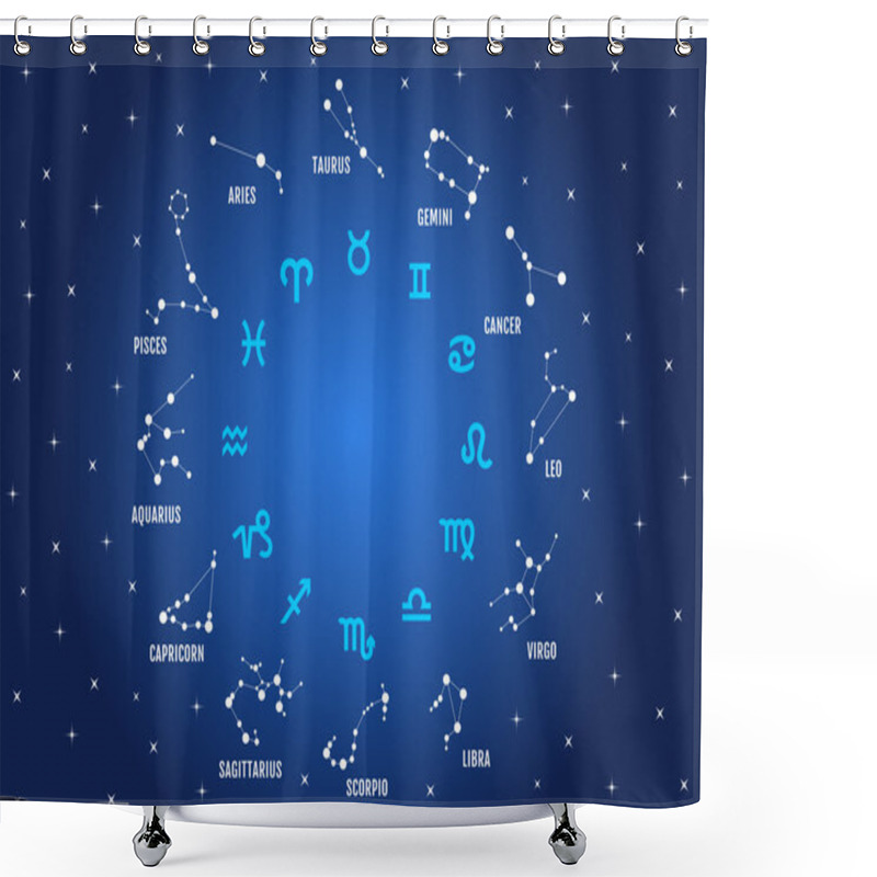 Personality  Zodiac Signs, Vector Icon Set Shower Curtains