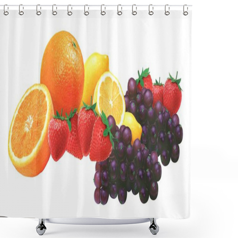 Personality  Juicy Fresh Fruits Isolated On White Background Shower Curtains