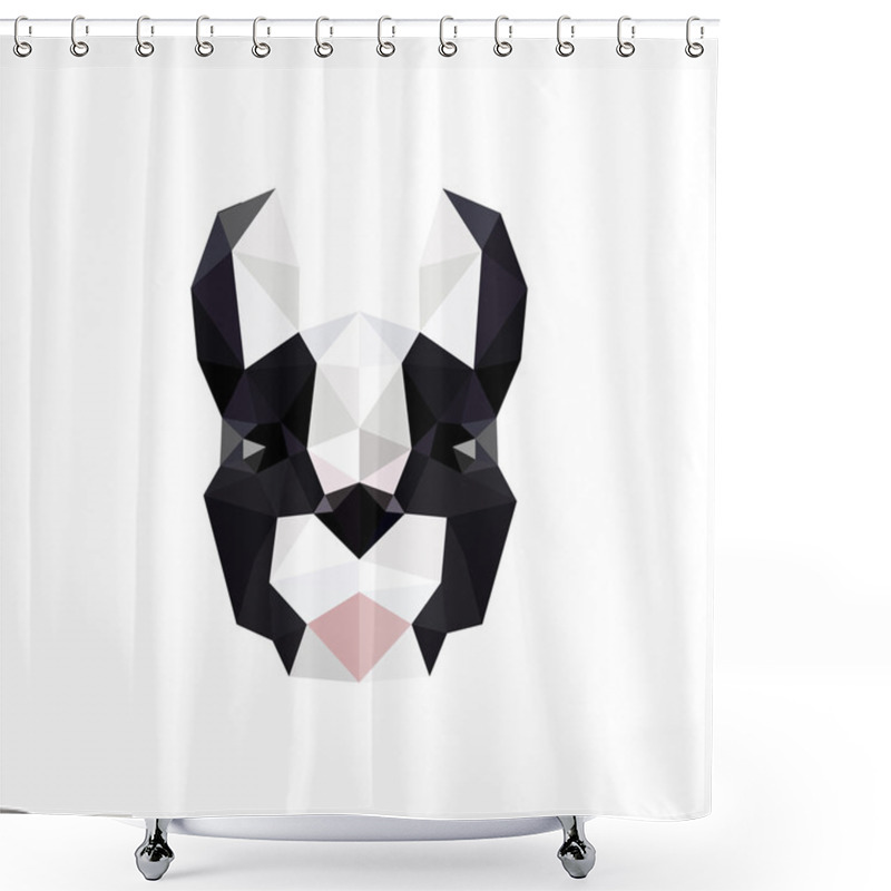 Personality  Modern Flat Design With Origami French Bulldog Shower Curtains