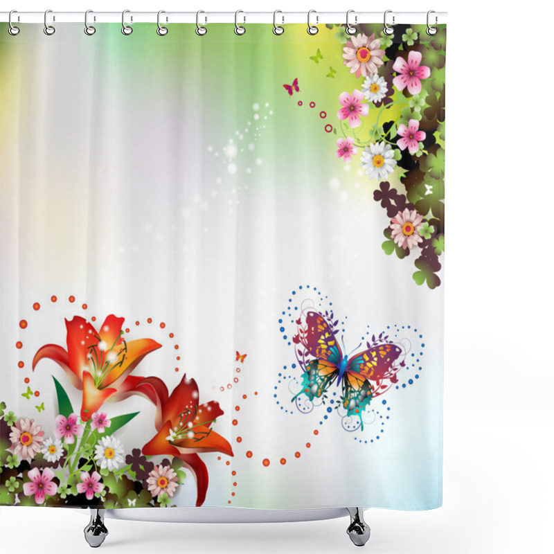 Personality  Butterflies And Flowers Shower Curtains