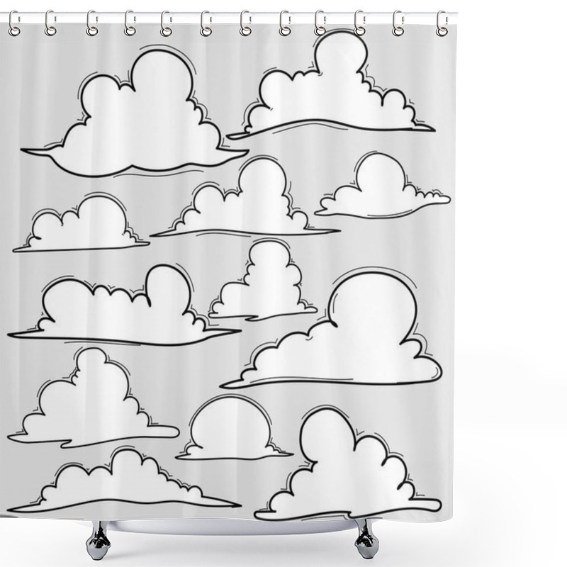 Personality  Hand Drawn Clouds Set. Shower Curtains