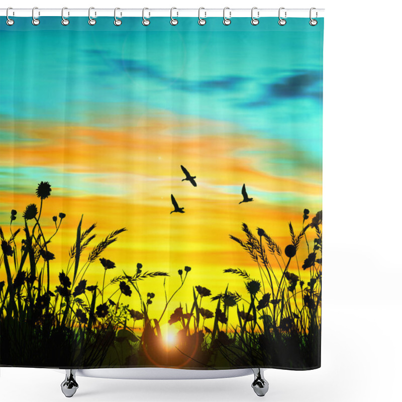 Personality  Beautiful Landscape With Birds Shower Curtains