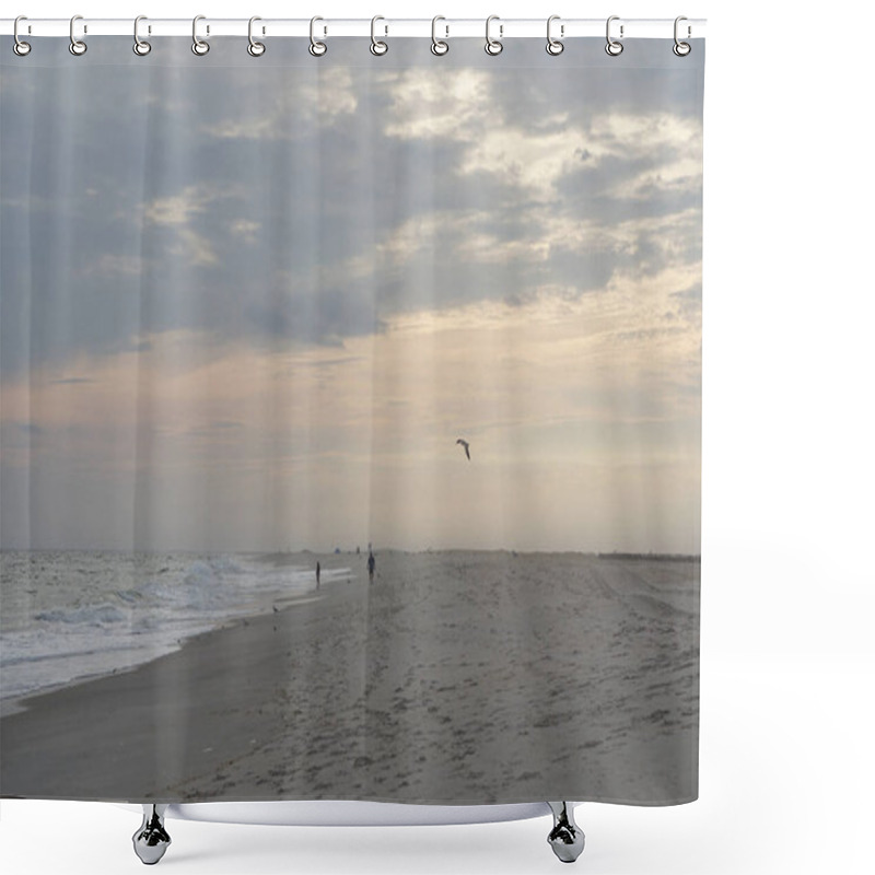 Personality  Jones Beach State Park, NY, USA: Sunset On The Shore Of The Atlantic Ocean At A Popular Long Island Beach. Shower Curtains