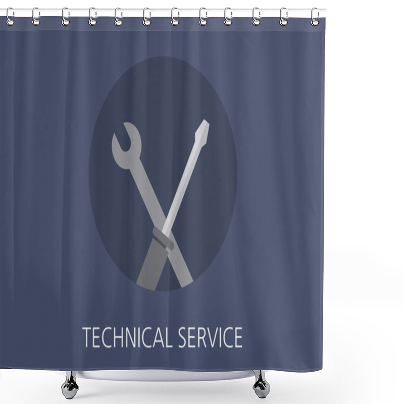 Personality  Technical Support Concept Flat Icon Shower Curtains