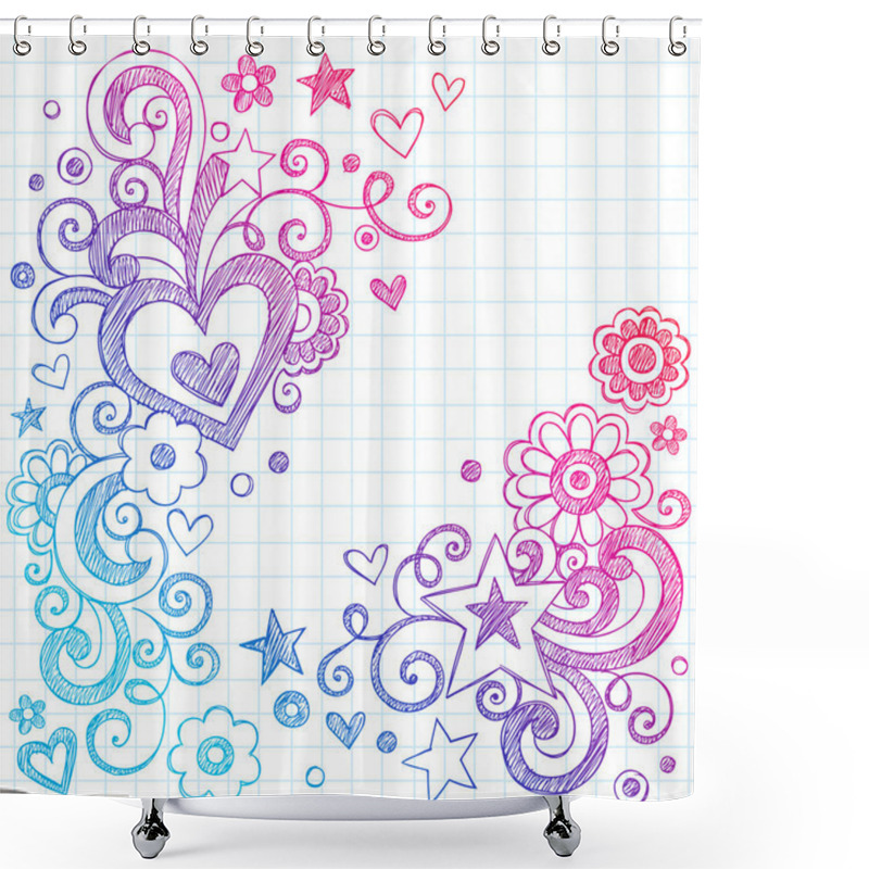 Personality  Heart Love Sketchy Doodle Swirls Valentines Day Vector Design Shower Curtains