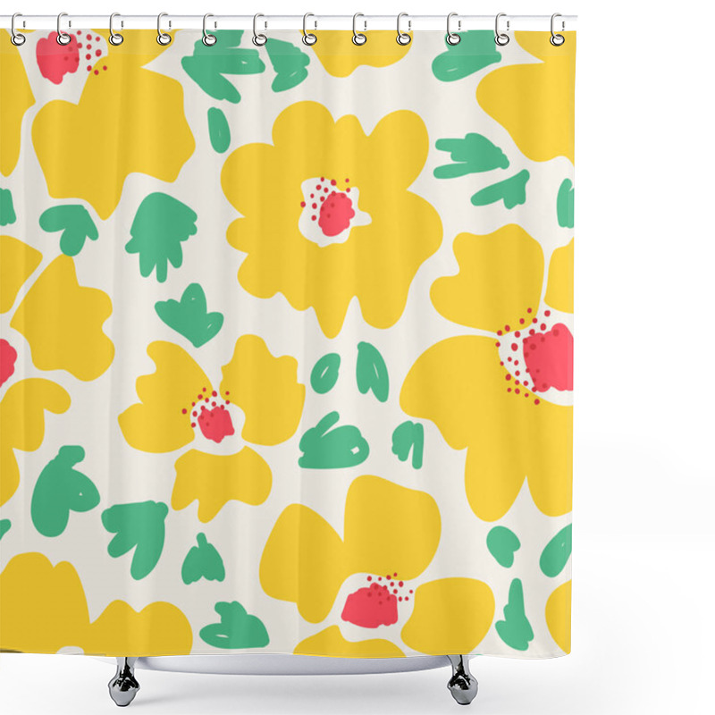 Personality  Seamless Pattern With Hand Drawn Flowers Shower Curtains