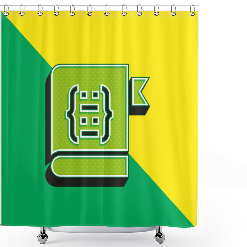 Personality  Book Green And Yellow Modern 3d Vector Icon Logo Shower Curtains