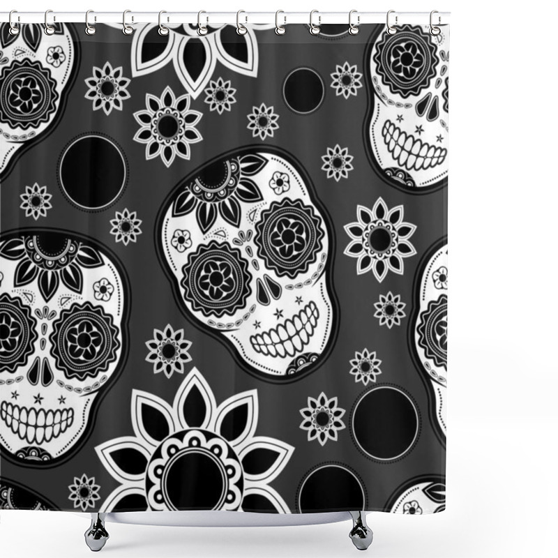 Personality  Sugar Skull Seamless Pattern Shower Curtains