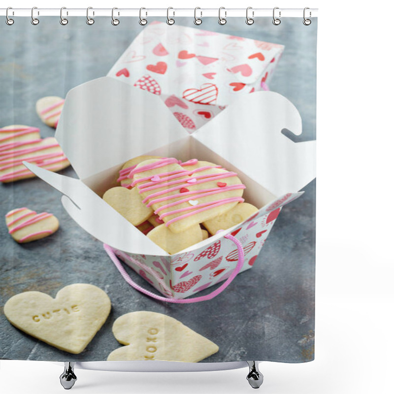 Personality  Heart Shaped Cookies For Valentines Day Shower Curtains