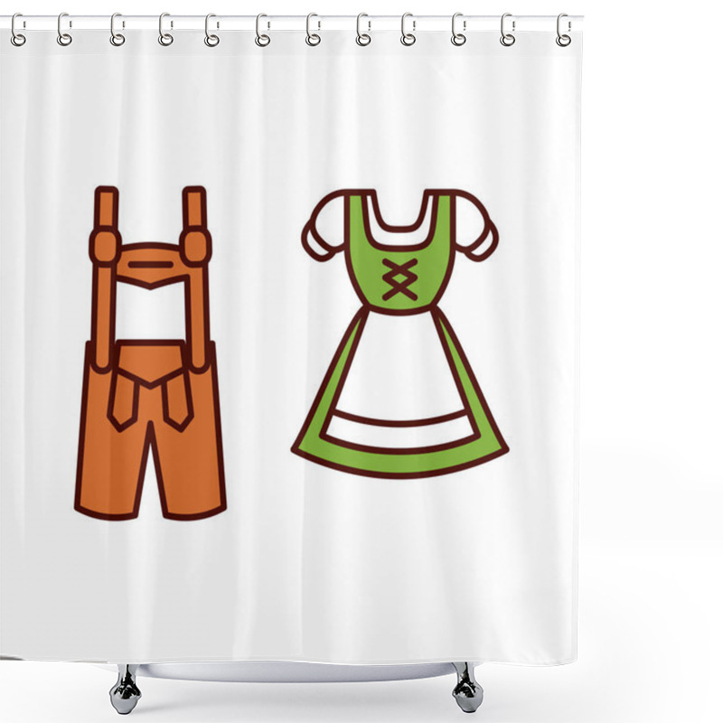 Personality  Cartoon Dirndl And Lederhosen Emoji Icon Isolated Shower Curtains