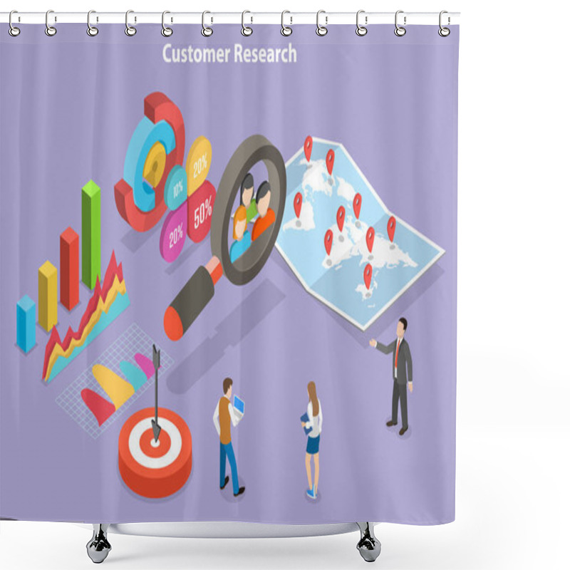 Personality  3D Isometric Flat Vector Conceptual Illustration Of Customer Research, Gathering User Data Shower Curtains