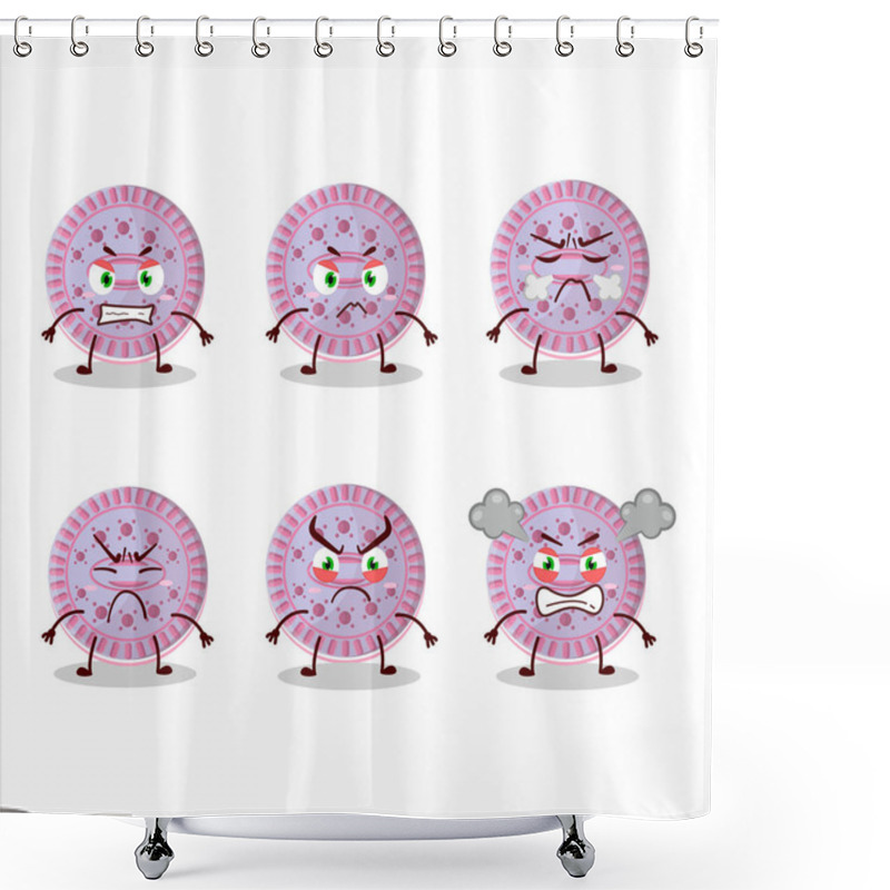 Personality  Strawberry Biscuit Cartoon Character With Various Angry Expressions. Vector Illustration Shower Curtains