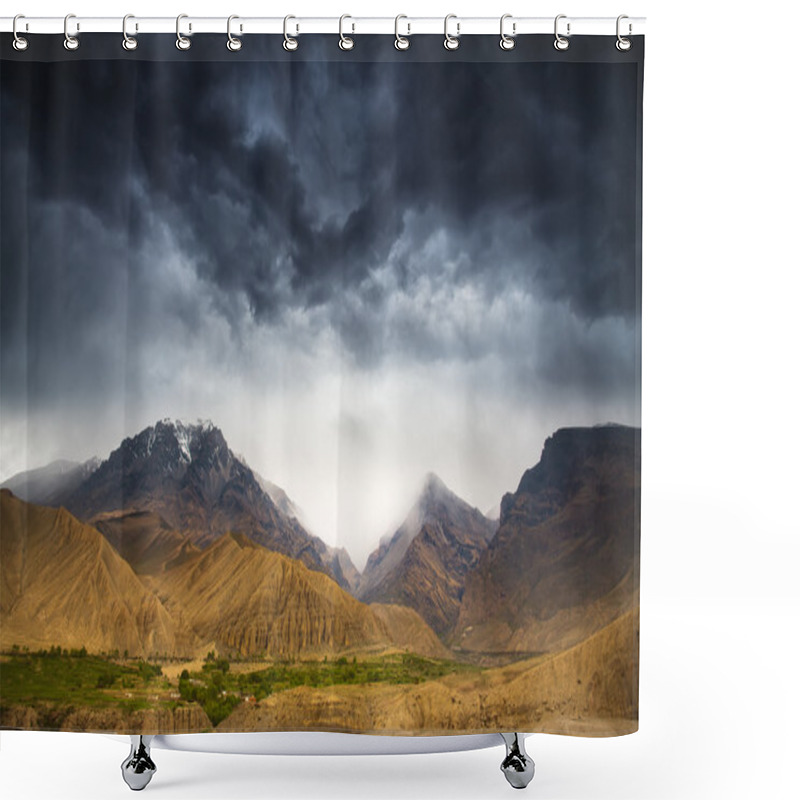 Personality  Dramatic Sky Over The Sandy Valley Shower Curtains