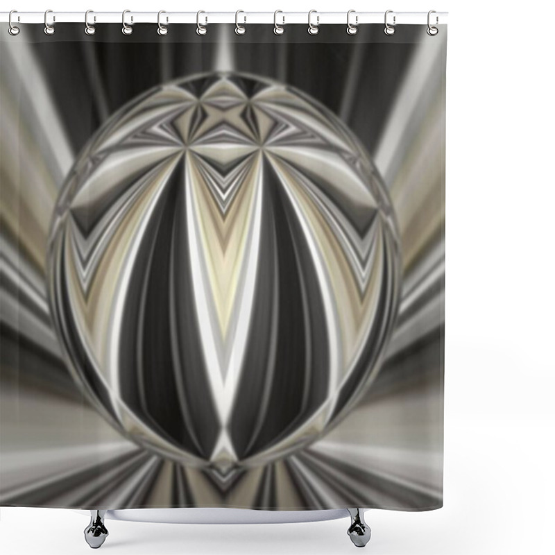 Personality  Monochromatic Abstract Art In Shiny Metallic Reflective Shades Of Silver Grey Intricate Futuristic Geometric Patterns And Designs Shower Curtains