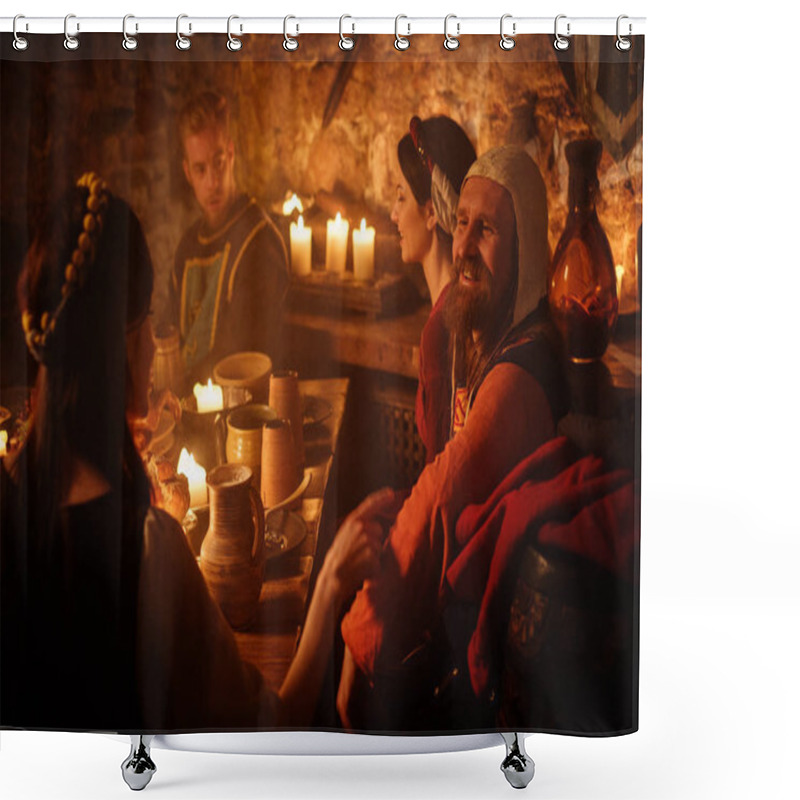 Personality  Medieval People Eat And Drink Shower Curtains