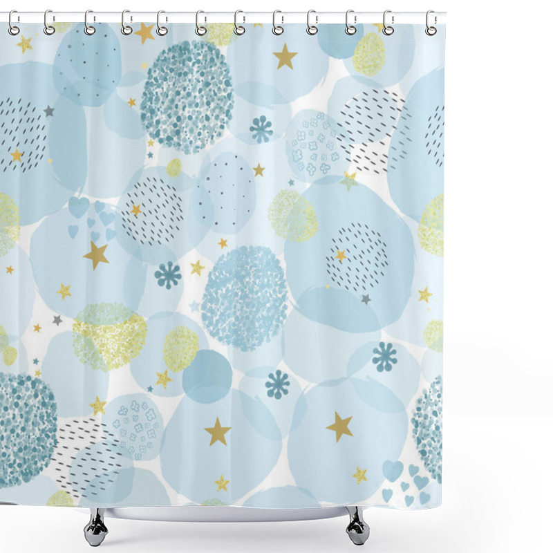 Personality   It's A Boy. Baby Shower With Square, Stars Background Seamless Fabric Pattern Shower Curtains