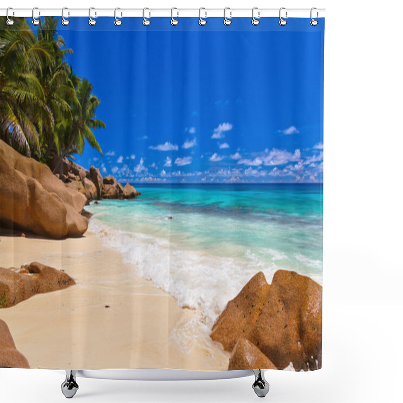 Personality  Tropical Beach At Seychelles Shower Curtains