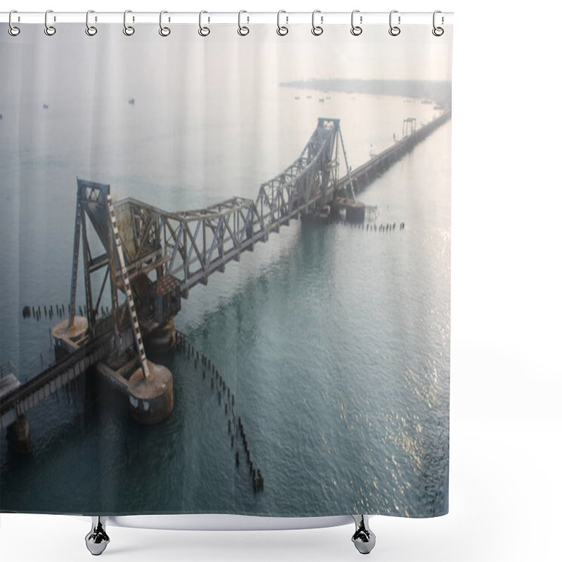 Personality  Pamban Bridge Is A Railway Bridge Which Connects The Town Of Mandapam In Mainland India With Pamban Island In Rameswaram. Shower Curtains