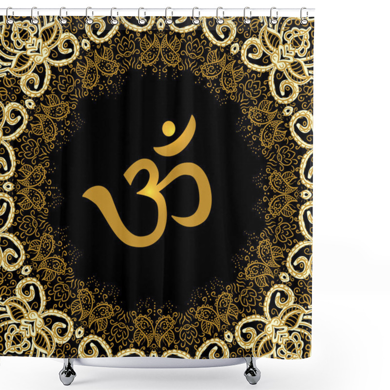 Personality  Om Sing On Mandala Background Shower Curtains