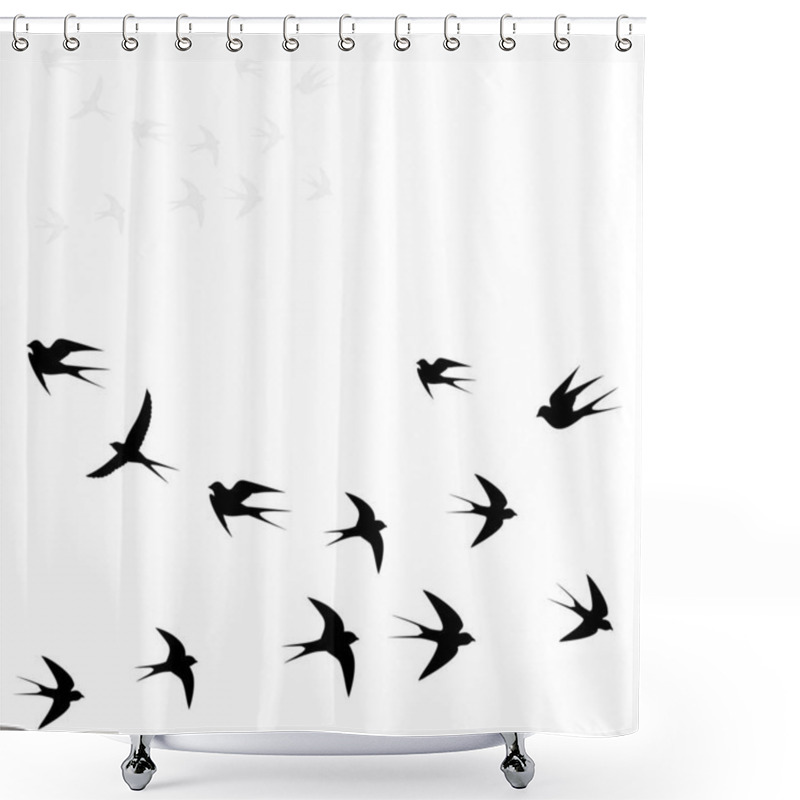 Personality  Birds Fly In Two Flocks,vector Illustration Shower Curtains