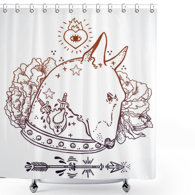 Personality  Head Of Bullterrier Mascot Shower Curtains