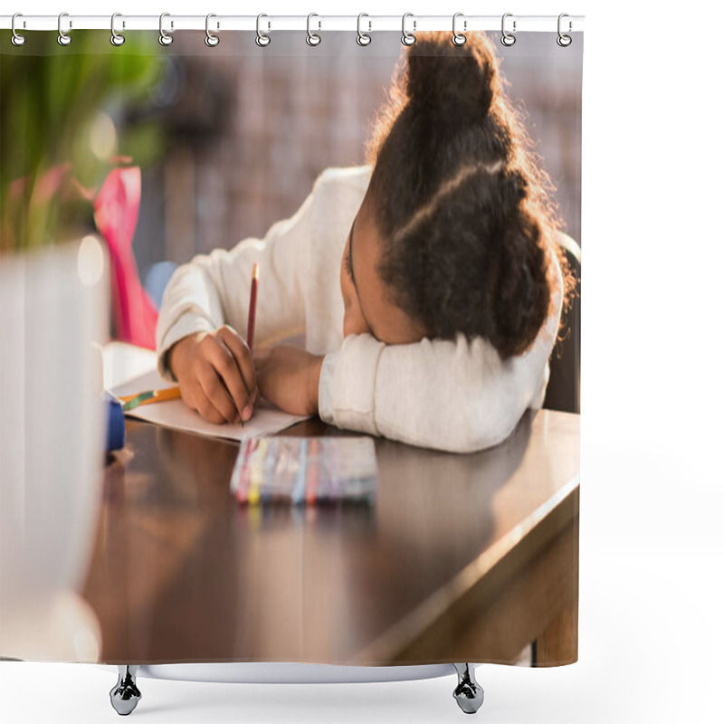 Personality  Schoolgirl Doing Homework Shower Curtains