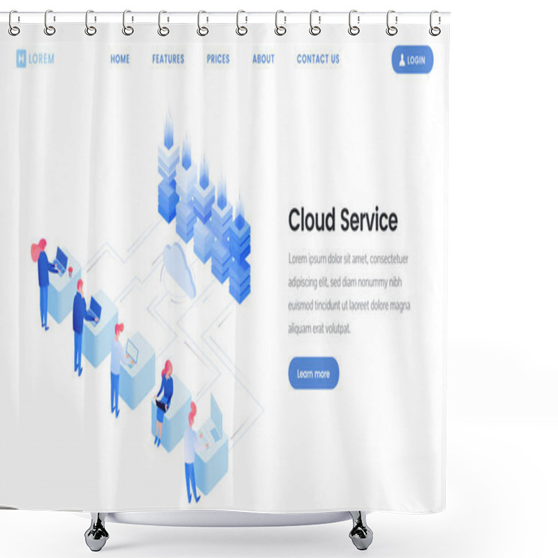 Personality  Cloud Service Landing Page Vector Template Shower Curtains