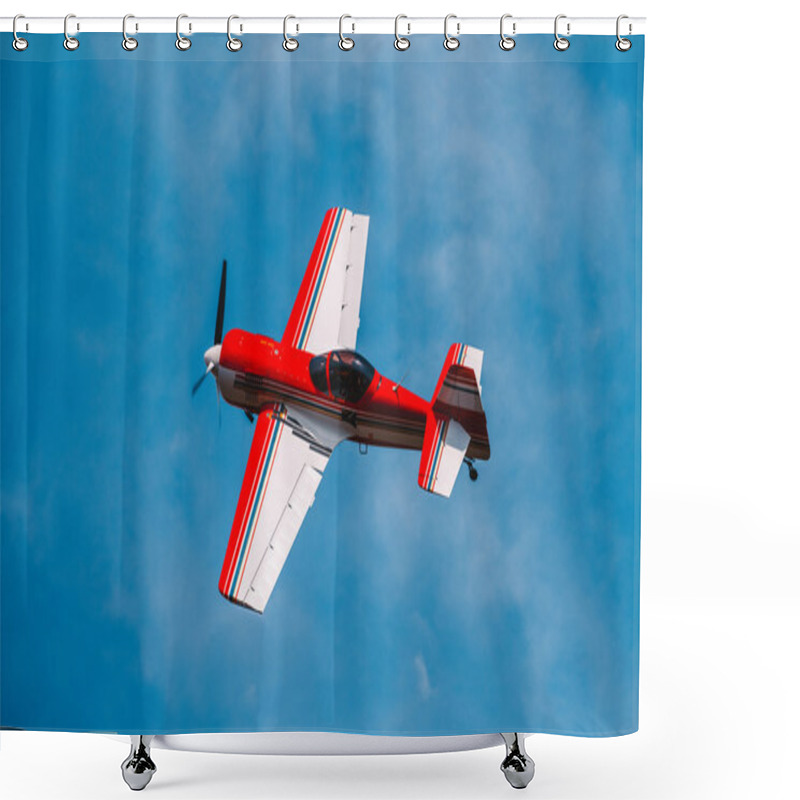 Personality  Flying In The Sky, On A Background Of Clouds, The Plane SU 31. Shower Curtains