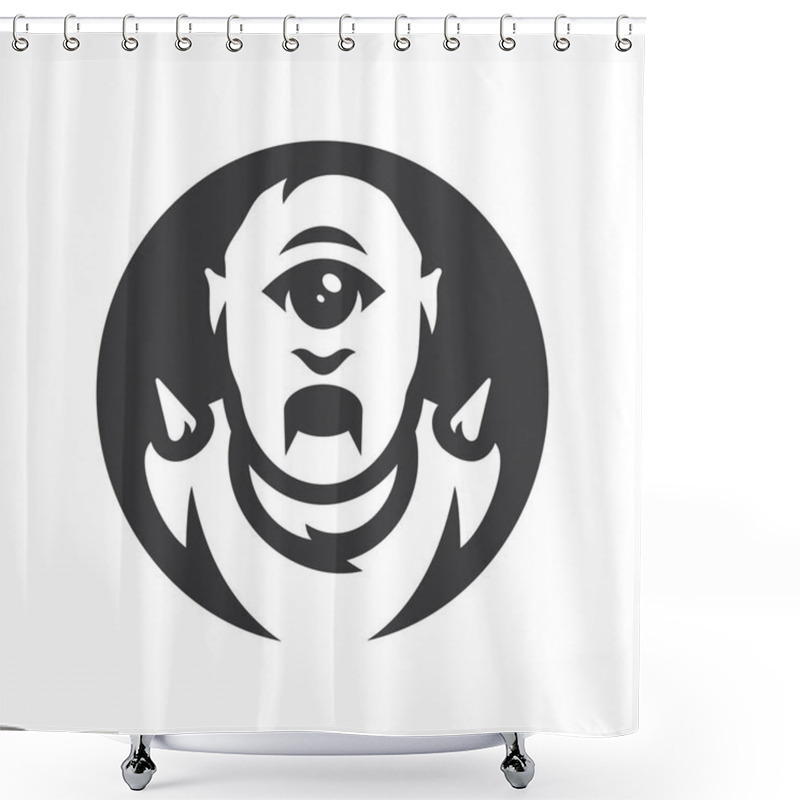 Personality  Angry Cyclops Halloween Mask Vector Silhouette Sign Shower Curtains