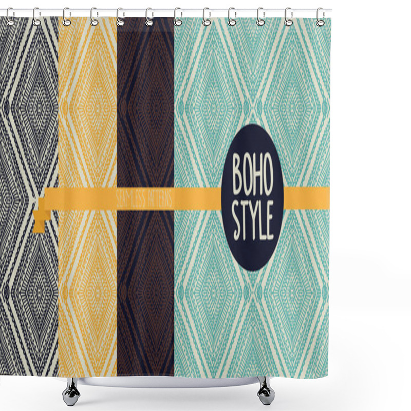 Personality  Set Of Four Abstract Seamless Patterns Shower Curtains