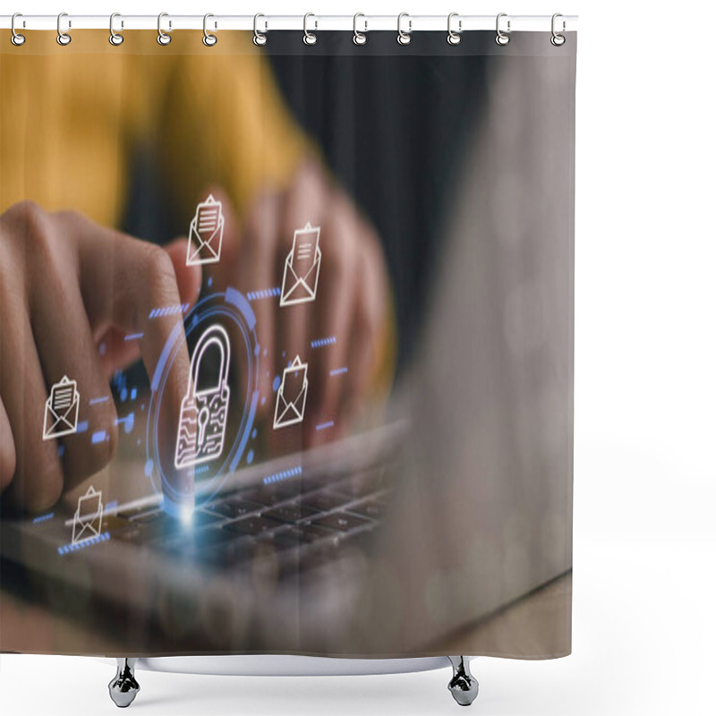 Personality  Email Security Concept. Email Security And Encryption, Cyber Security Internet And Networking Concept, Anti-spam Shower Curtains