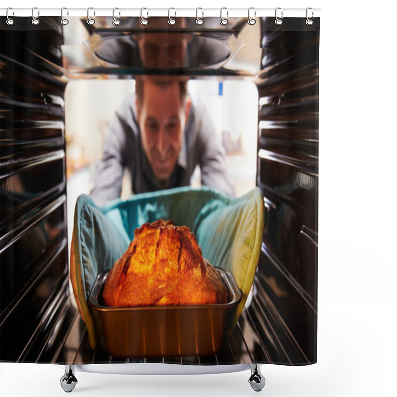 Personality  Man Taking Baked Loaf Of Bread Shower Curtains