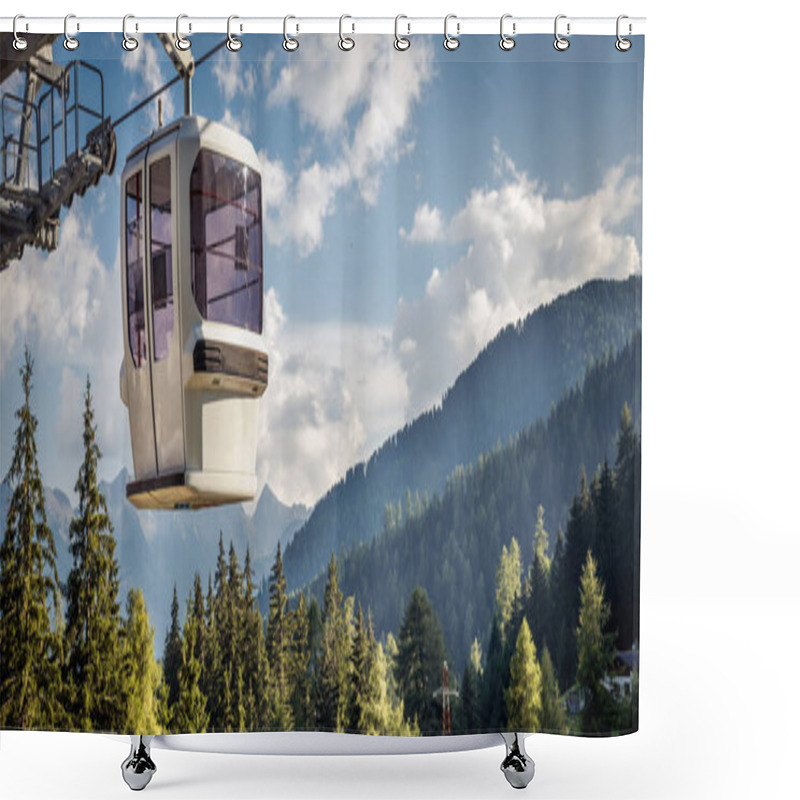 Personality  Gondola Ski Lift In Mountain Ski Resort, Green Forest. Alps. Italy Shower Curtains