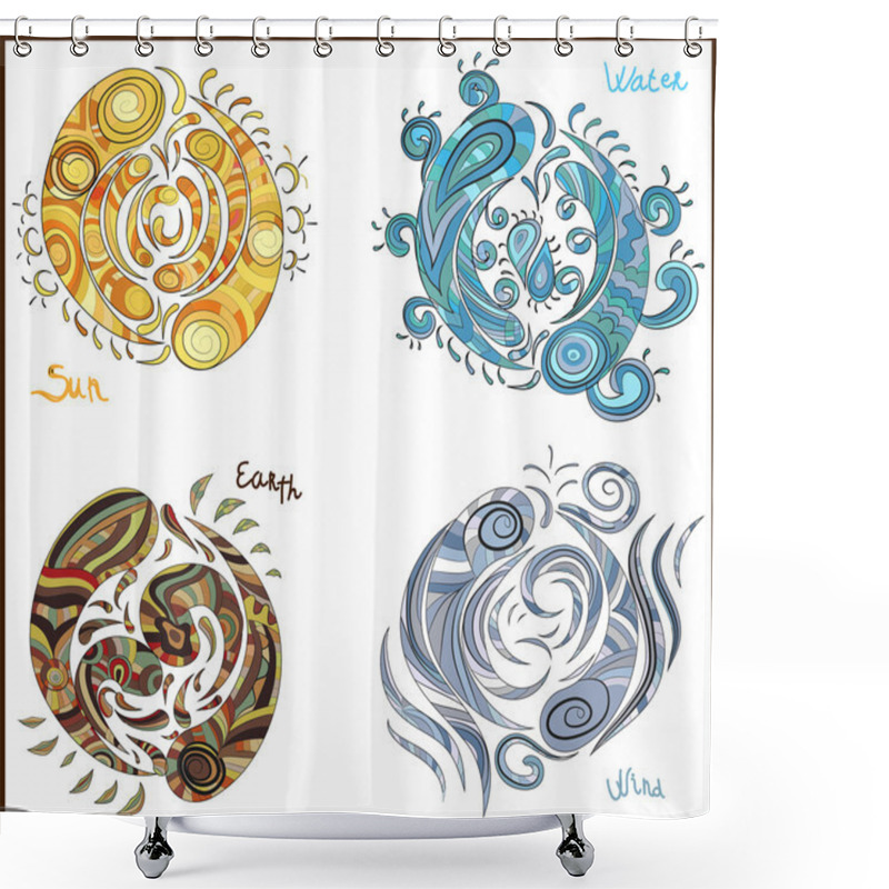 Personality  Hand Drawn Four Elements Shower Curtains