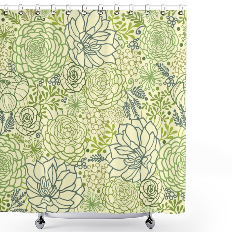 Personality  Green Succulent Plants Seamless Pattern Background Shower Curtains