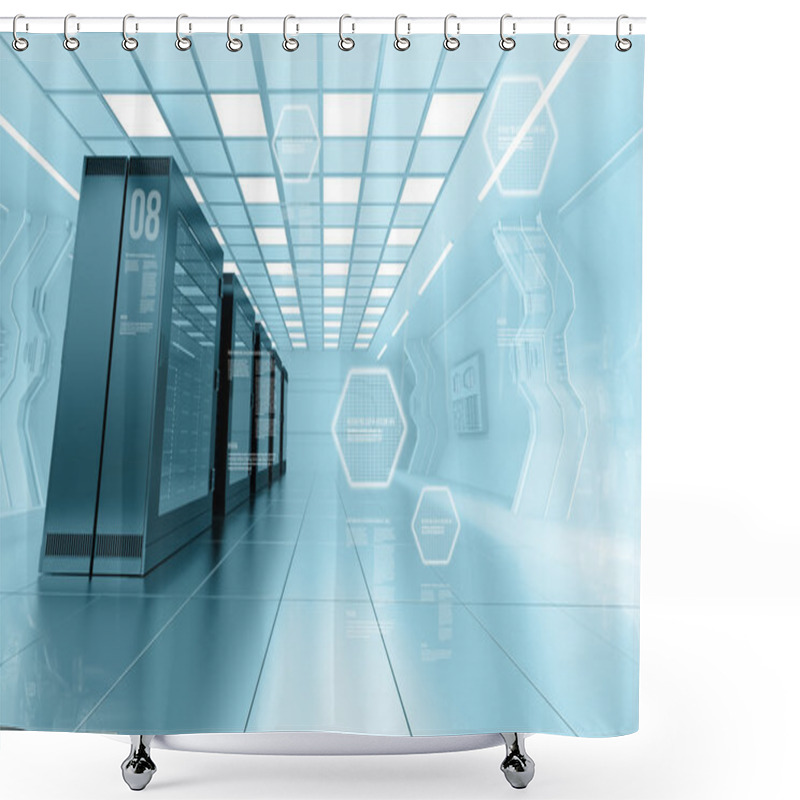 Personality  Internet Provider Server Room In Futuristic Interior Shower Curtains