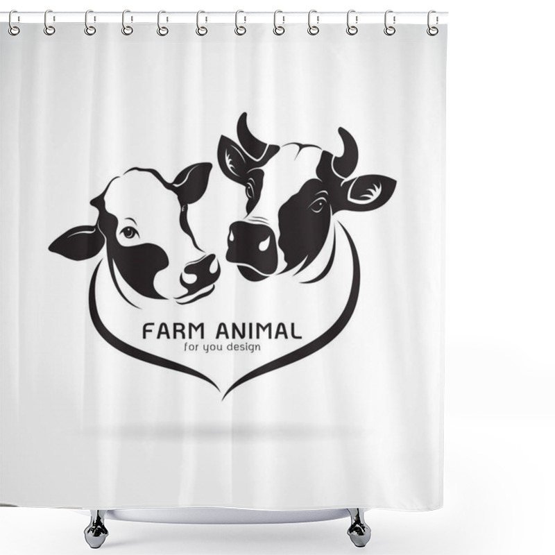 Personality  Vector Of Two Cows Head Design On A White Background. Animals. Shower Curtains