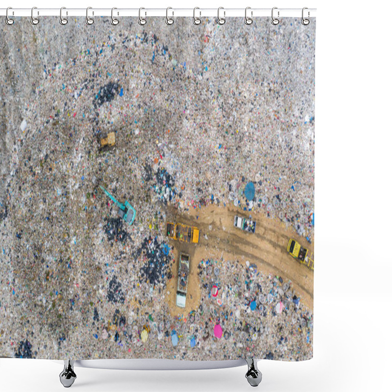 Personality  Garbage Or Waste Mountain Or Landfill, Aerial View Garbage Truck Shower Curtains