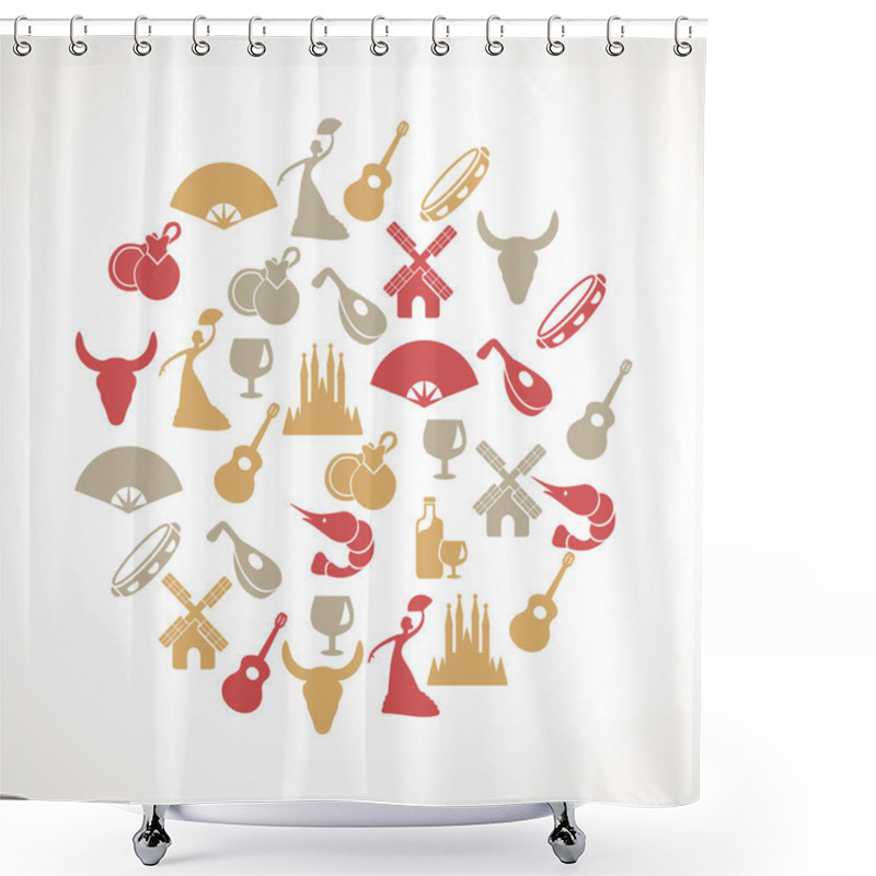 Personality  Spain Icons Shower Curtains