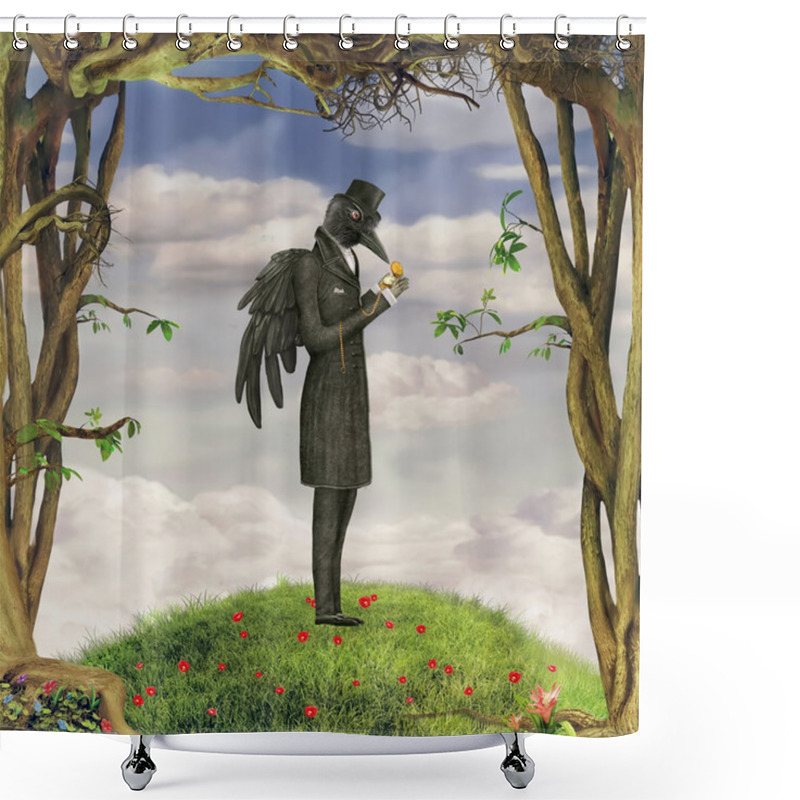 Personality  Raven In Forest Shower Curtains