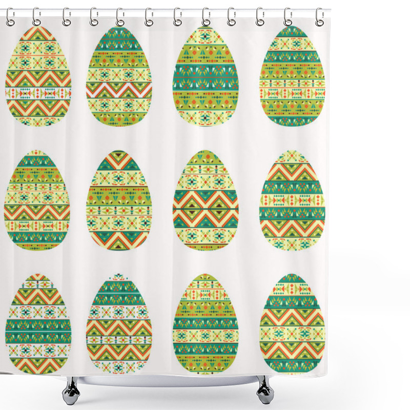 Personality  Set Of Twelve Easter Eggs Shower Curtains