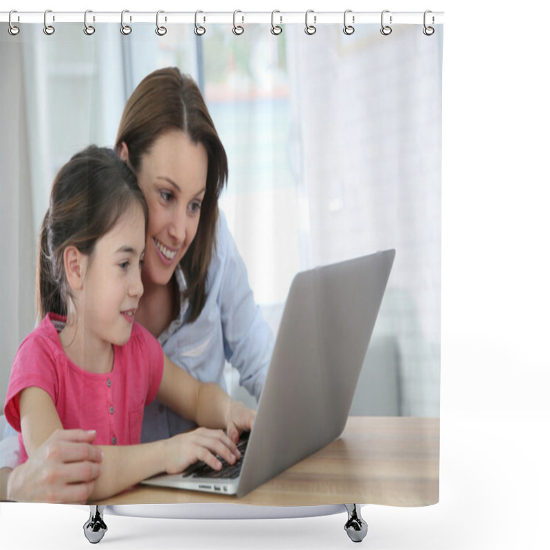 Personality  Mother And Daughter Doing Homework Shower Curtains